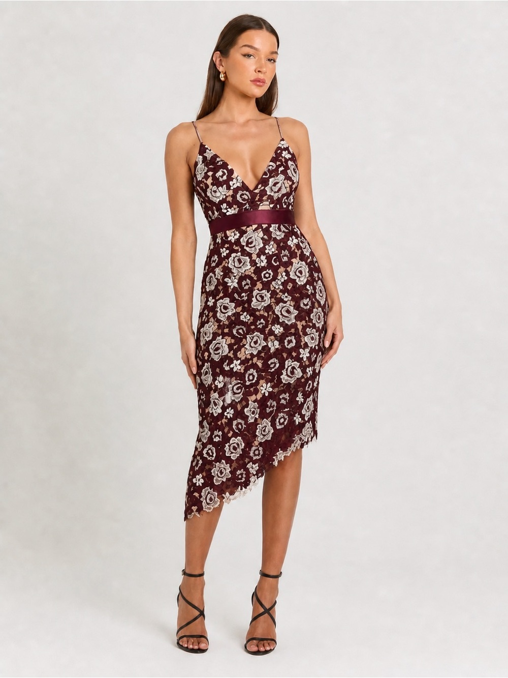Bardot Dalia Purple Floral Lace Midi Dress Sz. XXS